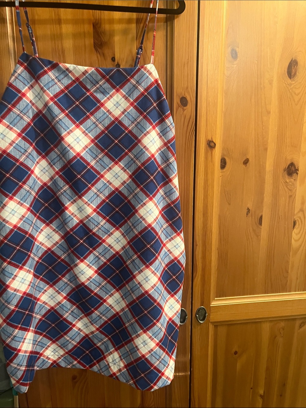 Old Navy Red, Blue & White Plaid A-Line Skirt